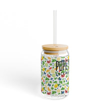 Load image into Gallery viewer, Pope's Cocktails Created To-Go  Sipper Glass - 16oz Tropical Cocktail Design with Straw & Bamboo Lid