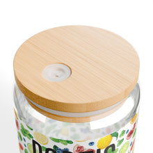 Load image into Gallery viewer, Pope's Cocktails Created To-Go  Sipper Glass - 16oz Tropical Cocktail Design with Straw & Bamboo Lid