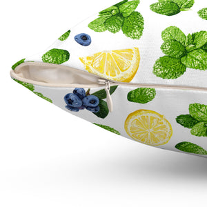 Pope's Cocktails Citrus Fruit Decorative Pillow - Bright Lemon & Blueberry Design