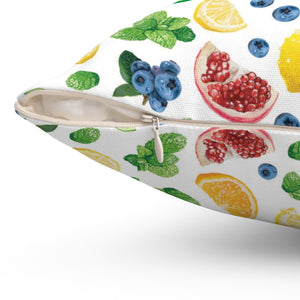 Pope's Cocktails Citrus Fruit Decorative Pillow - Full Fruit Pattern on White