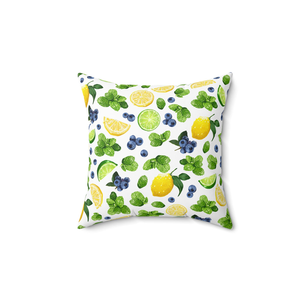 Pope's Cocktails Citrus Fruit Decorative Pillow - Bright Lemon & Blueberry Design