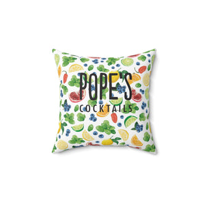 Pope's Cocktails Citrus Fruit Decorative Pillow - Full Fruit Pattern on White