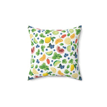 Load image into Gallery viewer, Pope&#39;s Cocktails Citrus Fruit Decorative Pillow - Full Fruit Pattern on White
